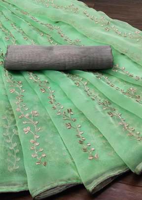 Exclusive Designer Party Wear Organza saree In Light green