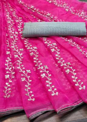 Exclusive Designer Party Wear Organza saree In Pink designer sarees