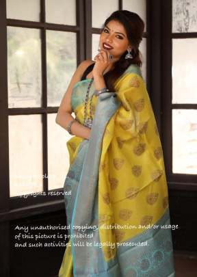 Exclusive Designer Silk Jacquard saree In Lemon Yellow 