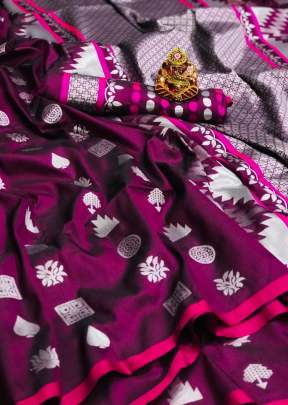 Exclusive Designer Soft Lichi Silk Saree In Wine designer sarees