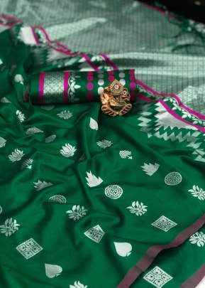 Exclusive Designer Soft Lichi Silk Saree In Green designer sarees