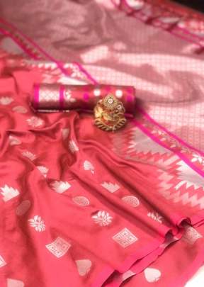 Exclusive Designer Soft Lichi Silk Saree In Peach