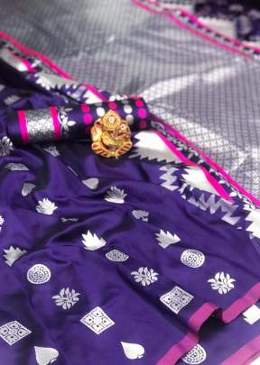 Exclusive Designer Soft Lichi Silk Saree In Purple designer sarees