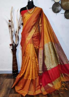 Exclusive Fancy Banglory Raw Silk Saree In Turmeric