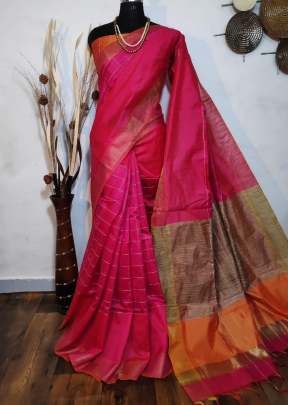 Exclusive Fancy Banglory Raw Silk Saree In Pink