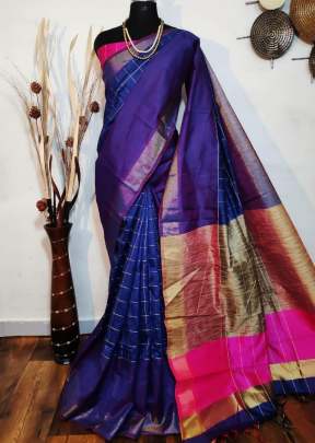 Exclusive Fancy Banglory Raw Silk Saree In Navy Blue