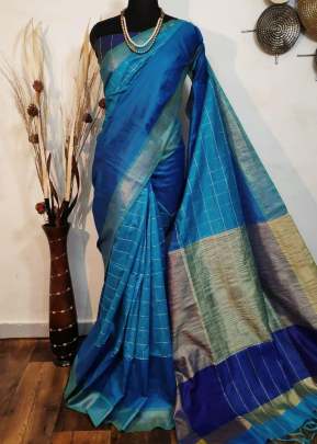 Exclusive Fancy Banglory Raw Silk Saree In Sky Blue