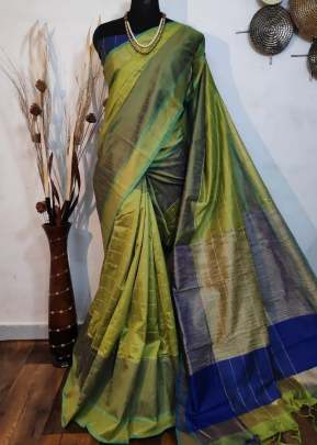 Exclusive Fancy Banglory Raw Silk Saree In Olive Green