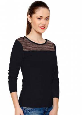 Exclusive Fancy Black Top With Round Fancy Look Neck With Full Sleeves top