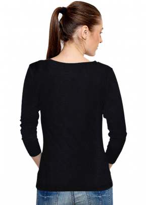 Exclusive Fancy Black Top With Round Fancy Look Neck With Full Sleeves top