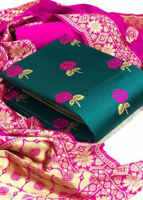 Exclusive Fancy Designer Banarasi Silk Dress Material In Rama Dress Material