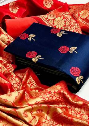 Exclusive Fancy Designer Banarasi Silk Dress Material In Blue salwar suits