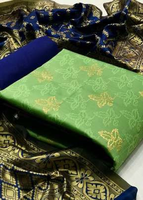 Exclusive Fancy Designer Banarasi Silk Dress Material In Light Green