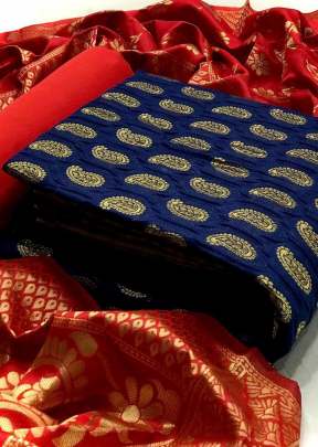 Exclusive Fancy Designer Banarasi Silk Dress Material In Royal Blue