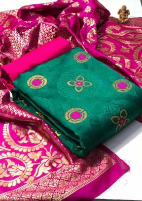 Exclusive Fancy Designer Banarasi Silk Dress Material In Rama