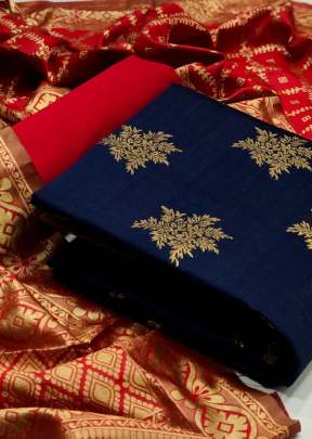 Exclusive Fancy Designer Banarasi Silk Dress Material In Royal Blue