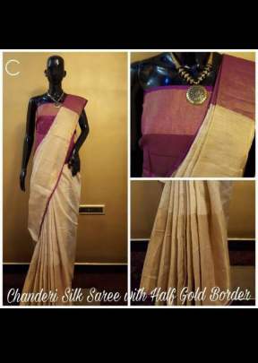 Exclusive Fancy Hand loom Waving Silk Saree In Cream And Purple