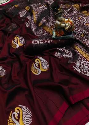 Exclusive Fancy Lichi Silk Saree In Maroon designer sarees