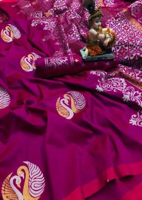 Exclusive Fancy Lichi Silk Saree In Pink