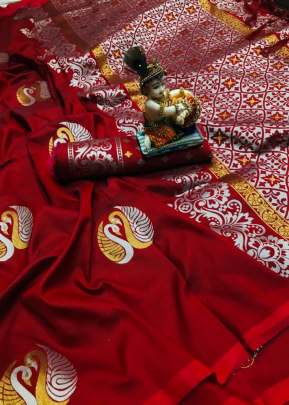 Exclusive Fancy Lichi Silk Saree In Red