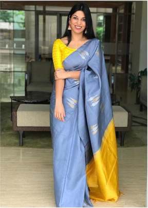 Exclusive Fancy Look Smooth Silk Saree With Beautiful Printed Design In Light Blue SILK SAREE