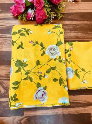 Exclusive Fancy Look Smooth Silk Saree With Beautiful Printed Design In Yellow SILK SAREE