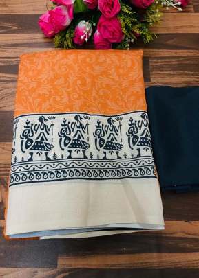 Exclusive Fancy Look Smooth Silk Saree With Beautiful Printed Border Design In Orange SILK SAREE