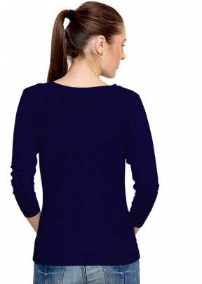 Exclusive Fancy Navy Blue Top With Round Fancy Look Neck With Full Sleeves top