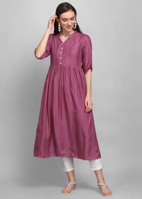 Exclusive Fancy Plain Viscous Kurtis In Wine