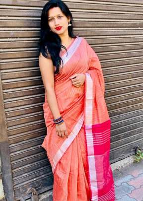 Exclusive Fancy Pure Linen Saree In Gajeer