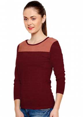 Exclusive Fancy Red Top With Round Fancy Look Neck With Full Sleeves top