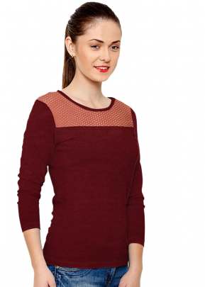 Exclusive Fancy Red Top With Round Fancy Look Neck With Full Sleeves top