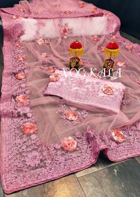 Exclusive Havy Nylon Net Saree In Light Pink Net Saree