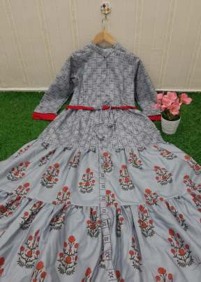 Exclusive New cotton Long Cotton Gown with Digital Print In Grey Gown