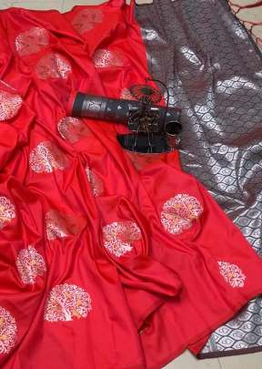 Exclusive Party Wear Lichi Silk saree In Red partywear sarees