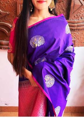 Exclusive Party Wear Lichi Silk saree In Purple partywear sarees