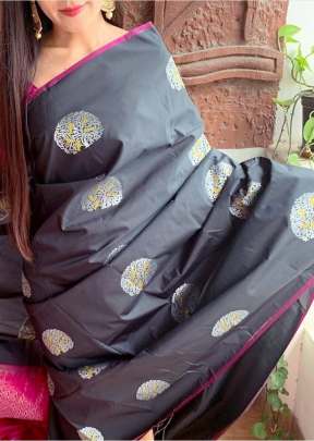 Exclusive Party Wear Lichi Silk saree In Grey