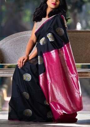 Exclusive Party Wear Lichi Silk saree In Black partywear sarees