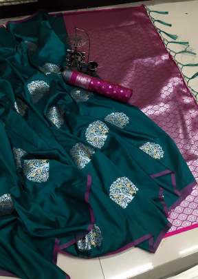 Exclusive Party Wear Lichi Silk saree In Rama