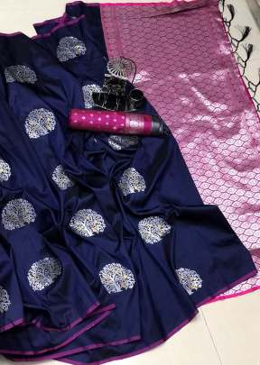 Exclusive Party Wear Lichi Silk saree In navy Blue partywear sarees