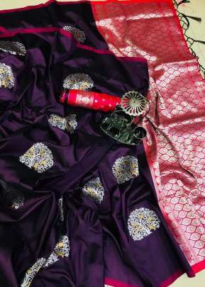 Exclusive Party Wear Lichi Silk saree In Wine partywear sarees