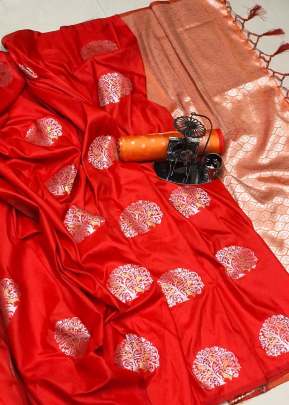 Exclusive Party Wear Lichi Silk saree In Royal Red partywear sarees