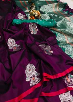 Exclusive Partywear Lichi Silk Saree In Wine partywear sarees