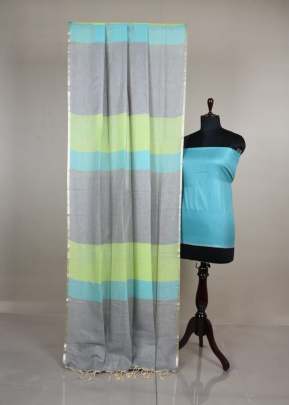 Exclusive Pure linen saree with zari woven border In Sky Blue