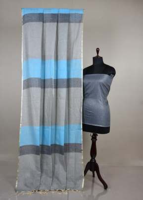 Exclusive Pure linen saree with zari woven border In Grey