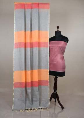 Exclusive Pure linen saree with zari woven border In Dark Pink Daily Wear Saree