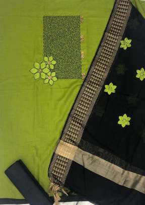 Exclusive Slub Cotton With Embroidery Work Dress Material in Light Green Dress Material