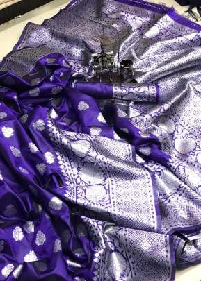 Exclusive Soft Banarasi Silk With Weaving Silver Zari Saree In 