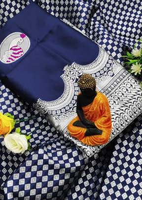 Exclusive Soft Silk With Silver Waving In Navy Blue partywear sarees