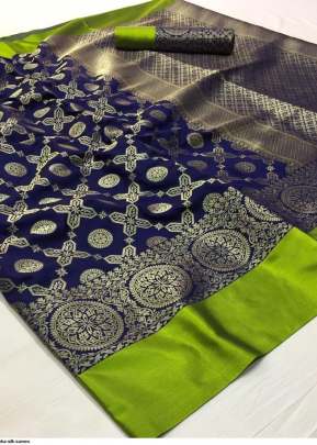 Fancy Classic Soft Silk Waving Saree In Navy Blue